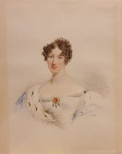Load image into Gallery viewer, Thomas Overton Watercolour Portrait Lady Blanche Georgiana Howard Countess Of Burlington Wearing Coronation Robes 1837