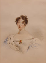 Load image into Gallery viewer, Thomas Overton Watercolour Portrait Lady Blanche Georgiana Howard Countess Of Burlington Wearing Coronation Robes 1837