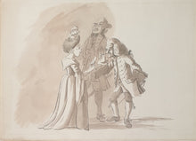 Load image into Gallery viewer, Francis Grose Caricature Watercolour Drawing Three Figures Taking Snuff 1771