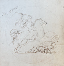 Load image into Gallery viewer, Benjamin Robert Haydon Pen And Ink Study Of A Mounted Warrior Circa.1815
