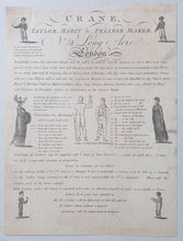 Load image into Gallery viewer, Georgian Trade Card Crane Taylor Habit & Pelisse Maker London Circa.1800