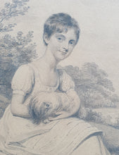 Load image into Gallery viewer, Henry Edridge A.R.A Portrait Of Jane Sarah Wightwick Knightley With Her Dog 1802
