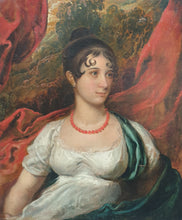 Load image into Gallery viewer, Circle Of Sir Thomas Lawrence English School Early 19th.Century Portrait Of A Young Lady Wearing Coral Beads Circa.1810