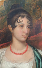 Load image into Gallery viewer, Circle Of Sir Thomas Lawrence English School Early 19th.Century Portrait Of A Young Lady Wearing Coral Beads Circa.1810
