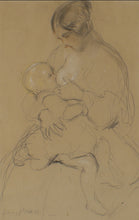 Load image into Gallery viewer, William Simson R.S.A. Pencil And Chalk Study Of A Breastfeeding Mother 1842
