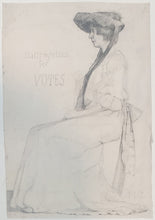 Load image into Gallery viewer, Suffragettes For Votes Maria Cowell Portrait Drawing Of Sylvia Pankhurst Circa.1905