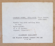 Load image into Gallery viewer, Charles Edward Dixon R.I. Watercolour Study Of A Paddle-Tug Towing A Sailing Ship Circa.1890