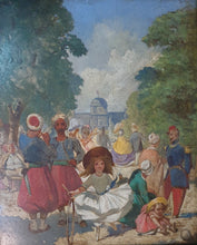 Load image into Gallery viewer, French School 19th.Century Oil Painting A View In The Jardins Du Luxembourg Paris Circa. 1850