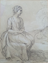 Load image into Gallery viewer, Benjamin West P.R.A. Pen And Ink Drawing Study Of A Seated Woman Circa 1780