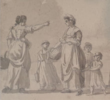 Load image into Gallery viewer, Paul Sandby R.A. Grey Wash Drawing A Group Of Figures Symmetrically Arranged Circa.1770