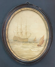 Load image into Gallery viewer, Samuel Owen Pair Of 18th.Century Maritime Watercolours HMS Victory And A Cutter Off Portsmouth Circa.1795