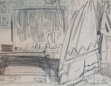 Load image into Gallery viewer, Dame Laura Knight R.A. R.W.S. Charcoal Study Of A Theatre Dressing Room Circa.1920