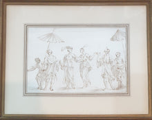 Load image into Gallery viewer, Gaspare Diziani Venetian School Pen And Ink Study Of Eastern Figures With Parasols Circa.1700