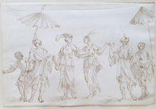 Load image into Gallery viewer, Gaspare Diziani Venetian School Pen And Ink Study Of Eastern Figures With Parasols Circa.1700