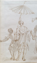 Load image into Gallery viewer, Gaspare Diziani Venetian School Pen And Ink Study Of Eastern Figures With Parasols Circa.1700