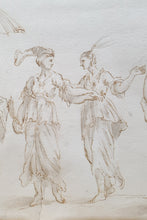 Load image into Gallery viewer, Gaspare Diziani Venetian School Pen And Ink Study Of Eastern Figures With Parasols Circa.1700