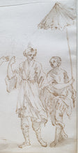 Load image into Gallery viewer, Gaspare Diziani Venetian School Pen And Ink Study Of Eastern Figures With Parasols Circa.1700