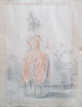 Load image into Gallery viewer, Sigmund Freudenberger 18th.Century Swiss School Chalk Drawing Study Of A Young Woman Wearing A Robe A La Polonaise Circa.1770