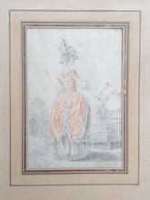 Load image into Gallery viewer, Sigmund Freudenberger 18th.Century Swiss School Chalk Drawing Study Of A Young Woman Wearing A Robe A La Polonaise Circa.1770