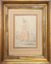 Load image into Gallery viewer, Sigmund Freudenberger 18th.Century Swiss School Chalk Drawing Study Of A Young Woman Wearing A Robe A La Polonaise Circa.1770