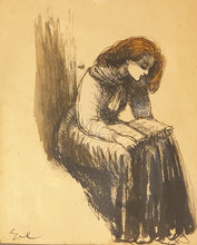 Load image into Gallery viewer, Hanna Nagel Early 20th.Century German Realist School Pen And Ink Study Of A Young Woman Reading