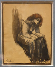 Load image into Gallery viewer, Hanna Nagel Early 20th.Century German Realist School Pen And Ink Study Of A Young Woman Reading