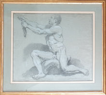 Load image into Gallery viewer, Jean Restout Le Jeune French School Early 18th.Century Chalk Drawing Study Of A Man Holding A Rope