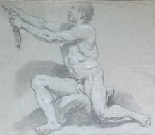 Load image into Gallery viewer, Jean Restout Le Jeune French School Early 18th.Century Chalk Drawing Study Of A Man Holding A Rope