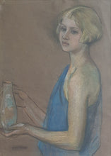 Load image into Gallery viewer, Christiane Brix Klitgaard-May Pastel Study Of A Young Woman Holding A Vase Circa.1920