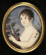 Load image into Gallery viewer, French Empire Portrait Miniature Of A Young Woman In A Rose Garden Circa.1800