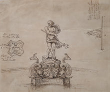 Load image into Gallery viewer, 18th.Century British School Pen And Ink Design For A Fountain Dedicated To Neptune