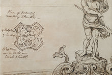Load image into Gallery viewer, 18th.Century British School Pen And Ink Design For A Fountain Dedicated To Neptune