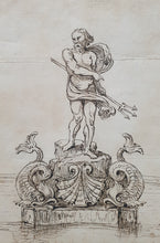 Load image into Gallery viewer, 18th.Century British School Pen And Ink Design For A Fountain Dedicated To Neptune