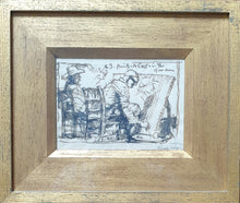 Load image into Gallery viewer, Sir Frank Brangwyn R.A. Pen And Ink Study Of The Artist Painting A Portrait Of Sir Alfred East R.A In His Garden Circa.1943