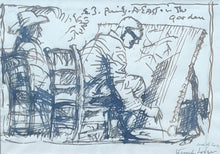 Load image into Gallery viewer, Sir Frank Brangwyn R.A. Pen And Ink Study Of The Artist Painting A Portrait Of Sir Alfred East R.A In His Garden Circa.1943