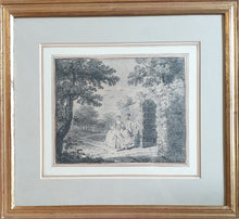 Load image into Gallery viewer, John Collet Grey Wash Watercolour Drawing A Lady And Gentleman Walking In A Pleasure Garden Circa.1760