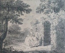 Load image into Gallery viewer, John Collet Grey Wash Watercolour Drawing A Lady And Gentleman Walking In A Pleasure Garden Circa.1760