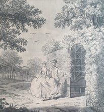 Load image into Gallery viewer, John Collet Grey Wash Watercolour Drawing A Lady And Gentleman Walking In A Pleasure Garden Circa.1760