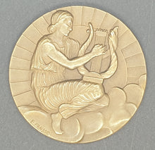 Load image into Gallery viewer, Édouard Fraisse Art Déco Bronze Medal Femme Avec Lyre Circa.1930