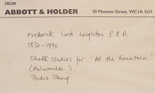 Load image into Gallery viewer, Frederic Lord Leighton P.R.A. Chalk Study For "At The Fountain" Circa 1892