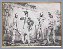 Load image into Gallery viewer, Horace Vernet Pen And Ink Drawing French Officers At Duel Circa.1814