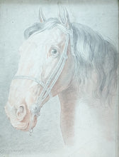 Load image into Gallery viewer, Carle Vernet Large Chalk Study Of A Horse's Head Circa.1800