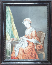 Load image into Gallery viewer, German School 18th.Century Gouache On Vellum The Seamstress Ca.1770