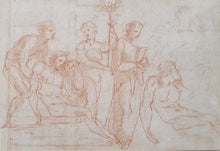 Load image into Gallery viewer, Simone Cantarini 17th.Century Italian School Red Chalk Drawing Figure Studies Circa.1640