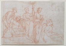 Load image into Gallery viewer, Simone Cantarini 17th.Century Italian School Red Chalk Drawing Figure Studies Circa.1640