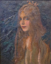 Load image into Gallery viewer, Attr. Bertha Dorph Danish School Oil Portrait Study Young Girl Wearing A Crown Circa.1900