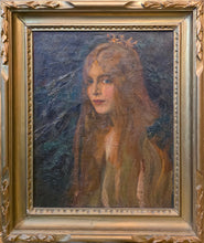 Load image into Gallery viewer, Attr. Bertha Dorph Danish School Oil Portrait Study Young Girl Wearing A Crown Circa.1900