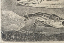 Load image into Gallery viewer, Robert Robinson Mezzotint Engraving Still Life With Fish Circa.1680