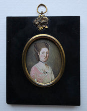 Load image into Gallery viewer, 18th.Century Oil Portrait Miniature Painting Catherine Bassett Circa.1760