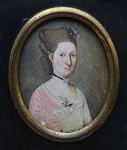 Load image into Gallery viewer, 18th.Century Oil Portrait Miniature Painting Catherine Bassett Circa.1760